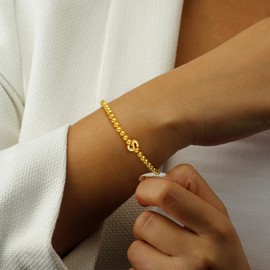 M MOOHAM Birthday Gifts for Teen Girls - Initial Bracelet for Girls Gifts for 6 7 8 9 10 11 12 13 14 15 16 Year Old Girl for Kids Toddler Gift Ideas Letter K Initial Bracelets