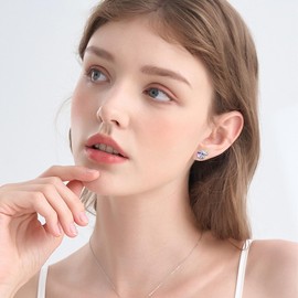 Sterling Silver Koala Bear Birthstone Stud Earrings - Hypoallergenic Heart Crystal Koala Earrings Gift for Women Lovers, Small, Sterling Silver, crystal