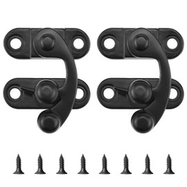 ZIUZI Small Hasp Latches Antique Black Clasp Swing Arm Latch Hook Lock for Jewelry Box Cabinet Toolbox, 2 Pack Right