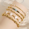 SHINUS BOHO Evil Eye Clover Pearl 14K Gold Beaded Bracelet