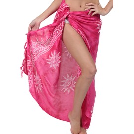INGEAR Long Batik Print Sarong Womens Swimsuit Wrap Cover Up Pareo (Pink Sun)