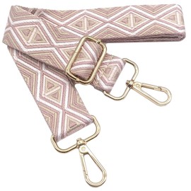 Adjustable Shoulder Strap for Bags, Beige Pink, Bag Straps for Changing, Bag Strap Wide with Carabiner Gold, 80-130 cm Carry Strap, Bag for Women, Shoulder Strap, Handbag, 3.8 cm, 1203
