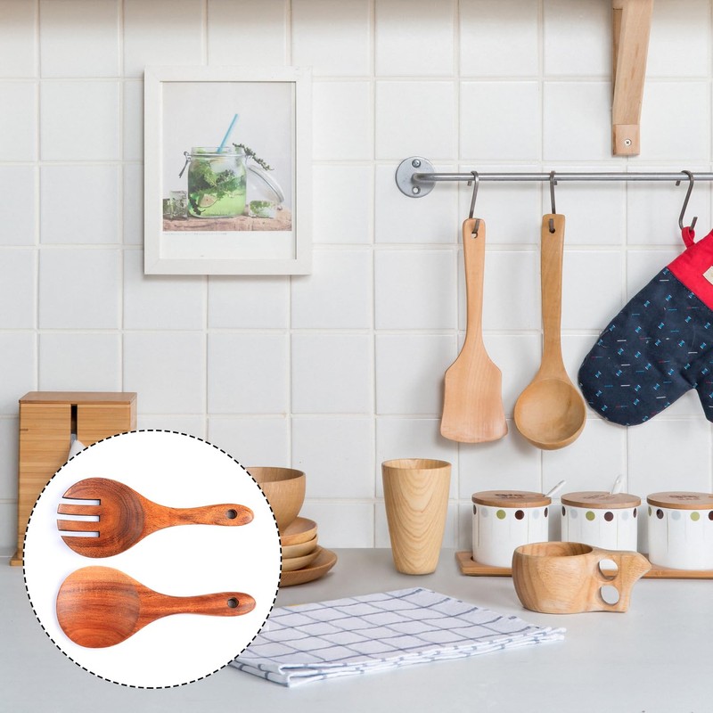 Tabanzhe 2 PCS Wooden Salad Servers,Natural and Environmentally Friendly Salad