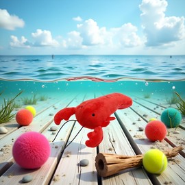 Htppzjr Dog Lobster Chew Toy Multi-Shape Comfortable to Touch Plush Cats Chew Stuffed Toy for Pet No Stuffing Crinkle Plush Dog Toys for Puppy Teething Dogs Training and Reduce Boredom