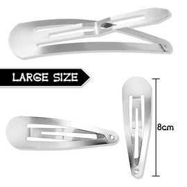 3.1 Inch Large Metal Snap Hair Clips, 20 Pcs No Slip Metal Jumbo Hair Clip Hair Pins Craft DIY Accessories for Girls Women, 8cm (Silver)