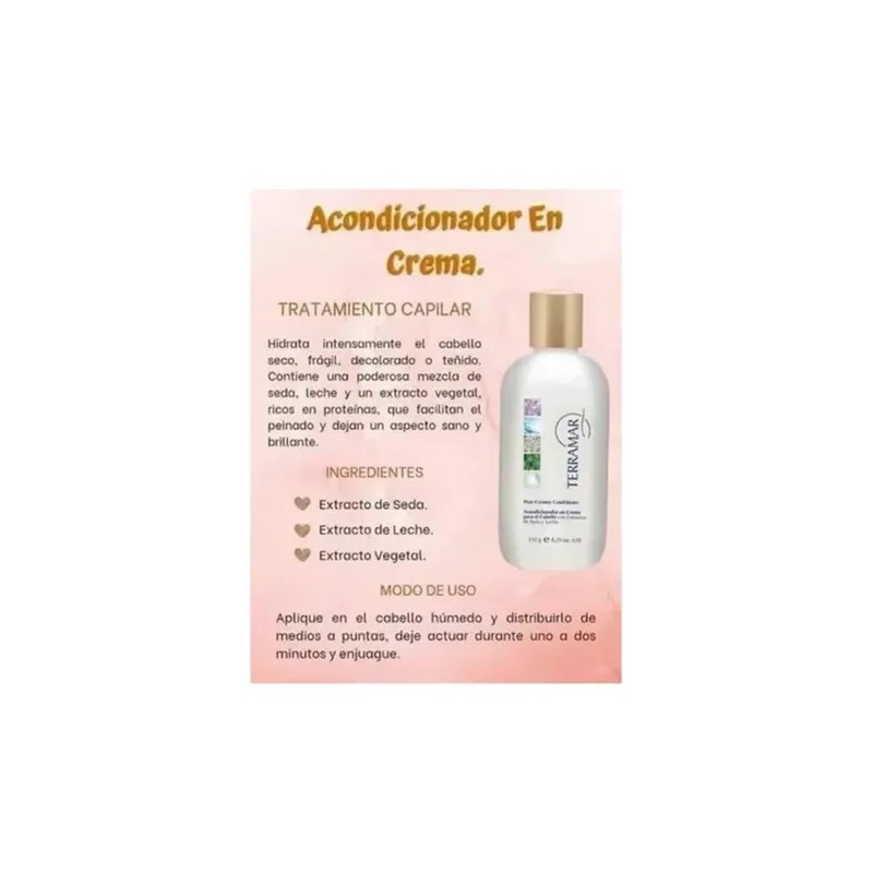 Acondicionador En Crema Para Cabello Con Seda Terramar 235g