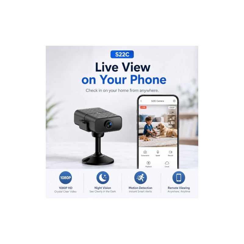 Mini cámara de seguridad, 1080P HD WiFi pequeña cámara oculta