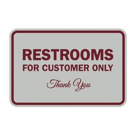 Signs ByLITA Classic - Placa decorativa con marco para baño de clientes, Light Grey/Burgundy, Large (6" x 8")