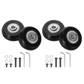 sourcing map Set of 2 Luggage Wheels Replacement 41 x 18 mm/1.6" x 0.7" Rubber Swivel Caster Bearing Wheels Repair Kits for Suitcase Inline Outdoor Skate,Black