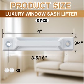 8 Pcs Window Sash Lift Deluxe Sash Lifter, 3-5/16", Window Handle Die-cast Zinc Construction for Compression Resistance, Screws Not Included (White)