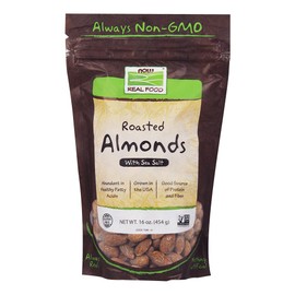 NOW Natural Foods, Almonds, Roasted with Sea Salt, Source of Protein, Fiber and Healthy Fatty Acids, Grown in the USA, Certified Non-GMO, 1-Pound (Packaging May Vary)