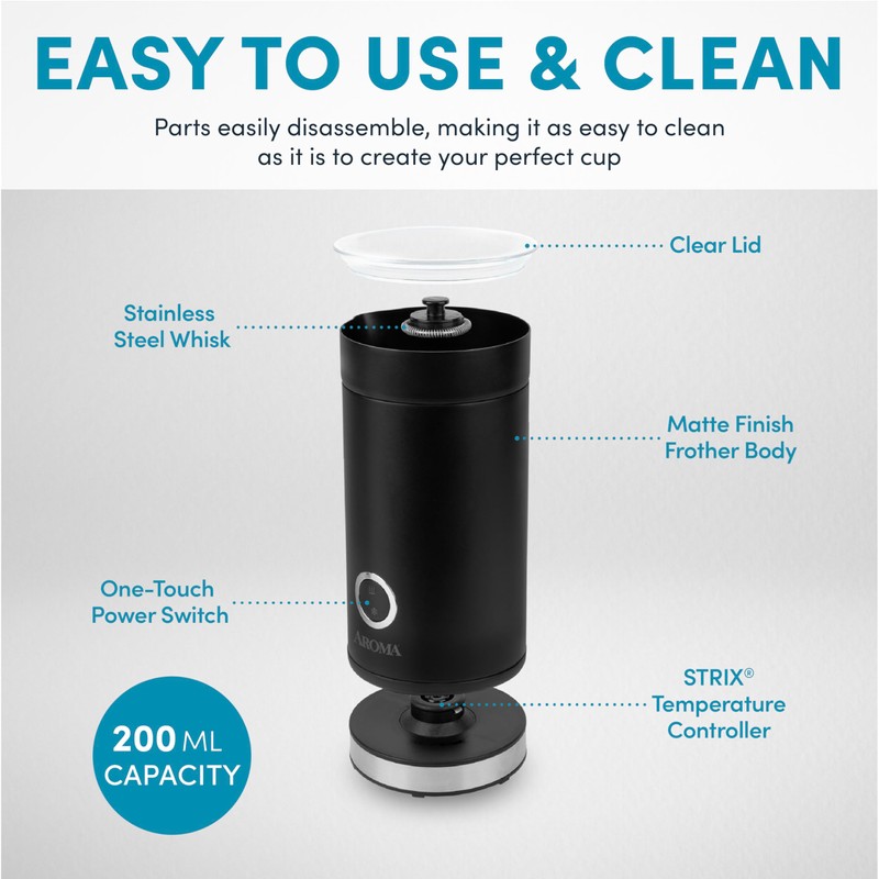 AROMA® 4-in-1 Cold & Warm Milk Frother and Steamer with