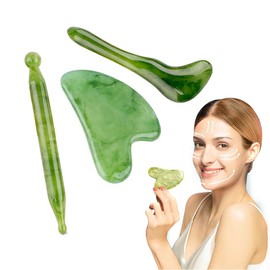 OUDQFCJ Gua Sha-Massage-Kits Natürlicher Jade Massager Guasha aus Jade Stein Gesichtsmassage