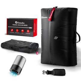 Vacuum Bags for Travel Luggage (1PCS + 6.0kPa Pump), Vacuum Clothing Compression Bag with Adjustable Shoulder Strap, 50.6L Large Capacity, IP67 Waterproof, Reusable for Carry-on Luggage & Backpack