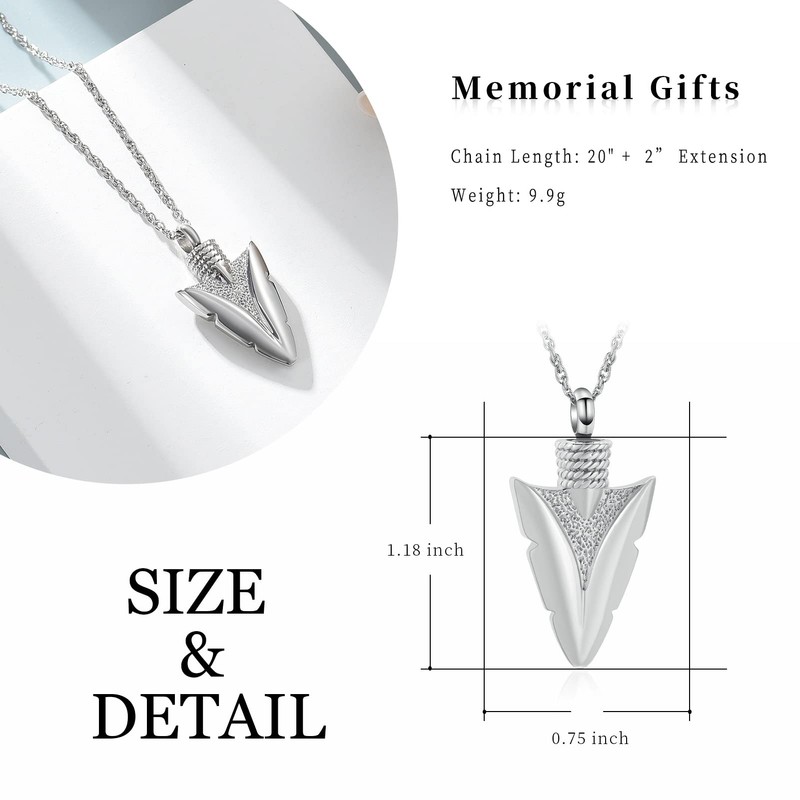 shajwo Cremation Jewelry Arrowhead Urn Necklace for Ashes for Women