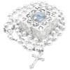 Lucktao Rosary Necklace, Rosary Necklace with Jewellery Box, White Beads,