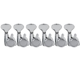 Musiclily Pro 6-in-line 18:1 Ratio Full Sealed Locking Machine Heads Tuners Tuning Pegs Keys with G-Style Button 45 Degree Screw for Strat Tele Style Electric Guitar, Chrome