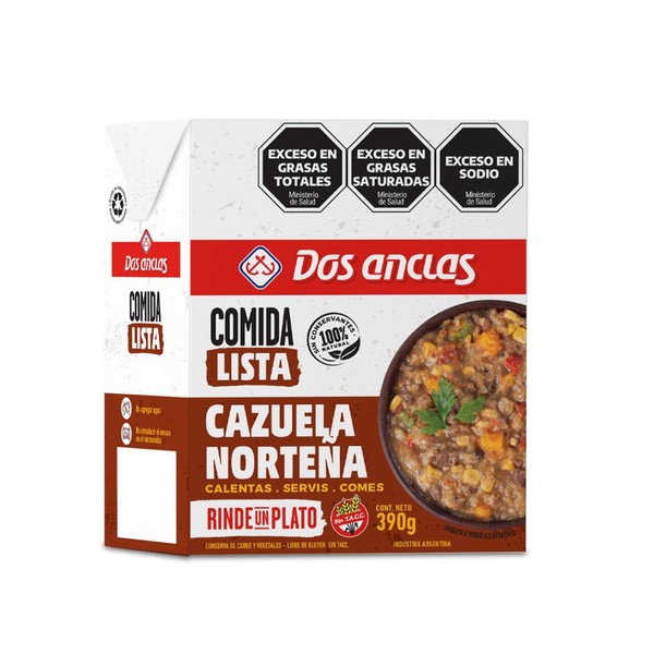 Dos Anclas Ready Meal Northern Casserole Gluten Free Comida Lista Cazuela Norteña Calentas, Servís & Comés, 390 g / 13.75 oz