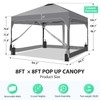 8x8FT 1-Button Push Pop Up Canopy Tent with 4 Clear