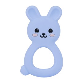 Baby Bunny Teether, Food-Grade Silicone Toy for Infants 0–24 Months, Easy-Grip Chew Toy with Textured Ears for Sensory Exploration, Freezable & Dishwasher Safe (Blue)