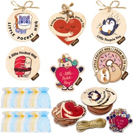 Crocowood 24 PCs Wooden Pocket Hug Token Bulk - Pocket Hugs Bulk Keepsake Ornament Thinking of You Gifts - Wooden Tokens Pocket Hugs Miss You Gifts