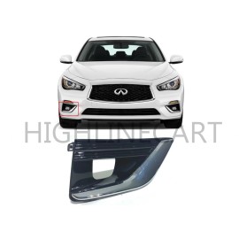 Texaseparts For 2018-2024 Infiniti Q50 Front Right Fog Light Cover Chrome IN1039110 RH Side