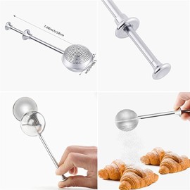 Silver 304 Stainless Steel Flour Powder Filter Spoon, Baker Dusting Wand For Sugar Flour Spices, Flour Sugar Powder Spoon Kitchen Tools Baking Sifters Baking Tools and Accessories