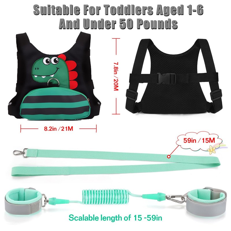 Toddler Leash for Kids-Baby Child Harness with Anti Lost Wrist