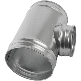 HVAC OV 8" Inch to 90° Degree 6'' Inch Branch T-Joint - Metal for Round ducts - D200 to D150 - Galvanized Steel - 3 Way Duct Connector - Adapter - Flange - for Home or Industrial HVAC Ventilation