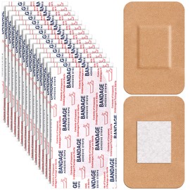 Marsui Large Adhesive Bandages 2 x 3 Inch Wound Care Supplies Fabric Adhesive Strip Patch Waterproof Fabric Flexible Bandage Wrap Gauze Pads for Skin Care and Protect Wounds (60 Pcs)