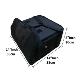 Fully Thermal Insulated Pizza Delivery Bag Hot Food Takeaway Delivery 14''x14''x8''inch, Black