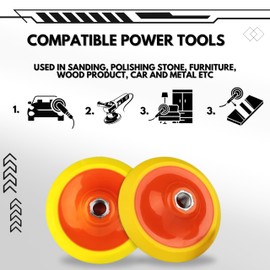JUSTCUT 4, 5, 7, Inch Backer Pad Hook & Loop/PSA 5/8-11" Thread Backing Plate for Sander Polishing Sanding (Pressure Sensitive Adhesive, 5 Inch)