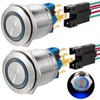 2Pcs 22mm Latching Push Button Switch 12VDC On Off Waterproof