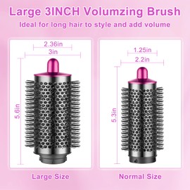 ZEPHBLOW Large Round Volumizing Brush for Dyson Airwrap, Large Round Brush Attachment Compatible with Dyson Airwrap HS01/HS05 Ideal for Styling Long Hair(Rose)