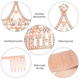 Exacoo Rose Gold Birthday Girl Sash And Tiara