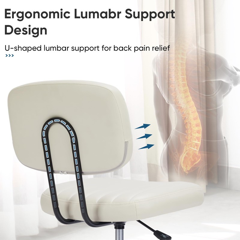 DUMOS Small Armless Home Desk Chair with Low Back Lumbar