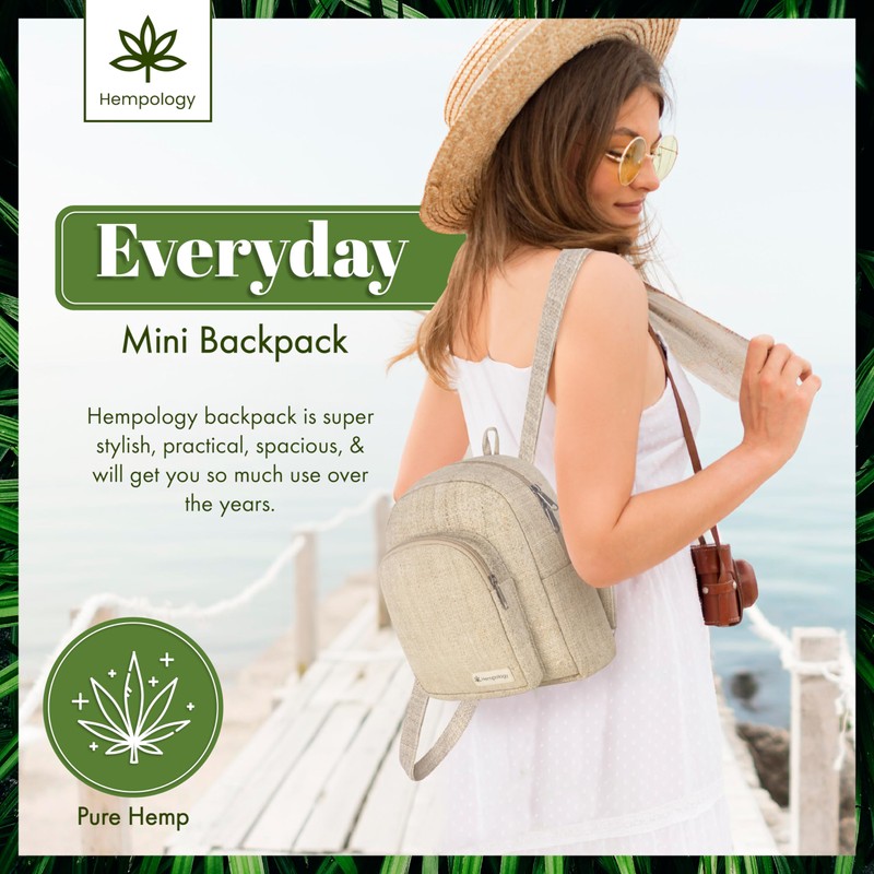 HEMPOLOGY HEMP Mini Backpack – Small Backpack, Mini Travel Backpack,