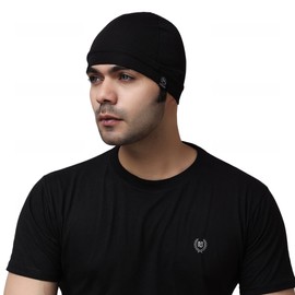 BISMAADH Helmet Liner Sweat Wicking Beanie Skull Cap Hats. Cycling Running Fishing Camping Riding Fits Under Helmets Cap, Black, One Size