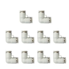 GKBYN 1/4 Inch OD Push to Connect Fittings Air Line Pneumatic Fitting Kit 10 Pieces Elbows Air Quick Disconnect Tube Truck Fittings (1/4"OD，White)