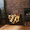 DOEWORKS Indoor Firewood Rack 18 Inch Fireplace Log Holder with