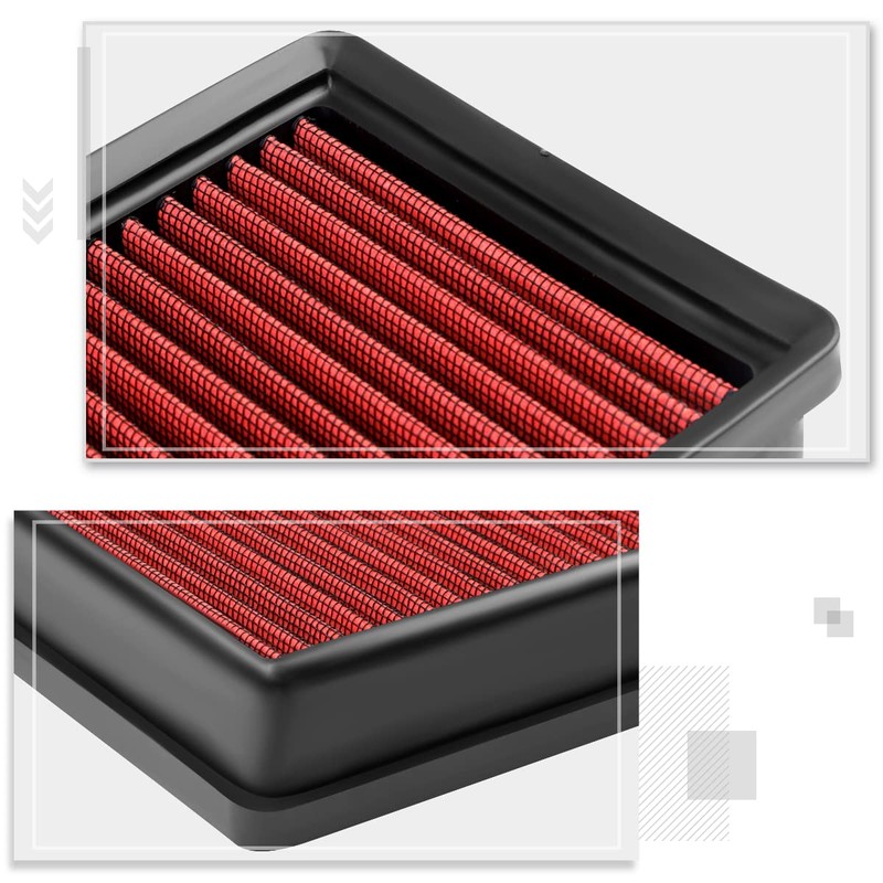 Red Reusable Washable High Flow Drop-in Air Filter Compatible with