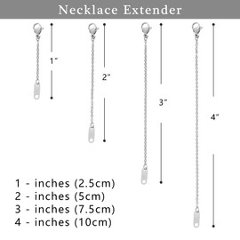 BAYLAY Necklace Extenders - 18k Whited Gold Filled Delicate Necklace Extender Chain Set for Women 4 Piece Set, Extensions 1", 2", 3", 4" Inches Hypoallergenic in Silver Necklace Extenders