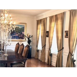 DÉCOPRO Lavish Large Curtain & Drapery Hand Crafted Tassel Tiebacks Tassel Length 9" (22.5cm) 34" Spread (86cm) (TBIL1) Golden Medley Black #K9C4 (Pure Black Yellow Gold Light Gold) Individually Sold