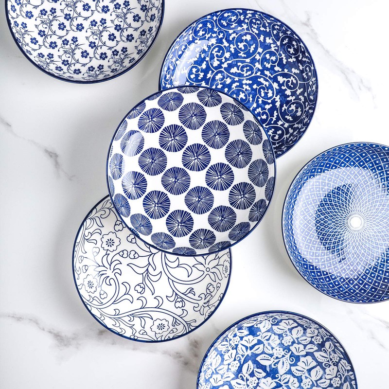Selamica Porcelain Salad Pasta Bowls, Serving bowls, Microwave & Dishwasher
