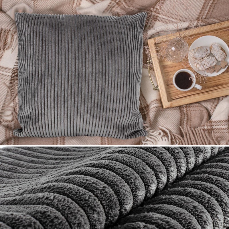 ANRO Decorative Cushion Cover Corduroy Dark Grey 50 x 50