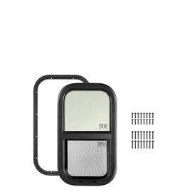 VEVOR Vertical RV Window, 14" W x 22" H Tinted Sliding RV Window with Net Screen & Trim Ring, Fit 15/16" - 1 3/4" Thickness Wall, RV Window Replacement for Teardrop Cargo Trailer Camper, DOT Approved