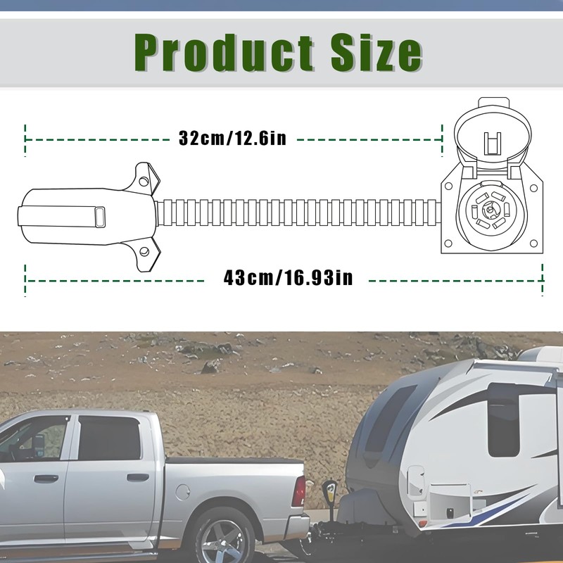 Ruibapa 7 Pin Round to 7 Pin RV Trailer Adapter,7