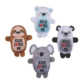 Fun Express Jesus Loves Me Plush Animal Assortment - Soft Bean Bag Plush Toys for Kids Church Giveaways Sunday Schools & Special Occasions - Adorable Animal Figures Perfect for Teaching - 50 Pieces