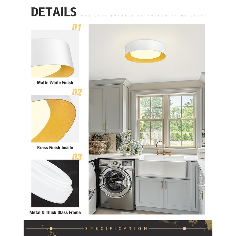 AUTELO 12" Flush Mount Ceiling Light, 3CCT LED Light Fixtures