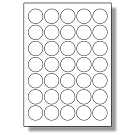 Label Planet® 35 Per Sheet, 5 Sheets (175 Round Labels). Plain White A4 Matt Round Labels 35mm Diameter LP35/35R